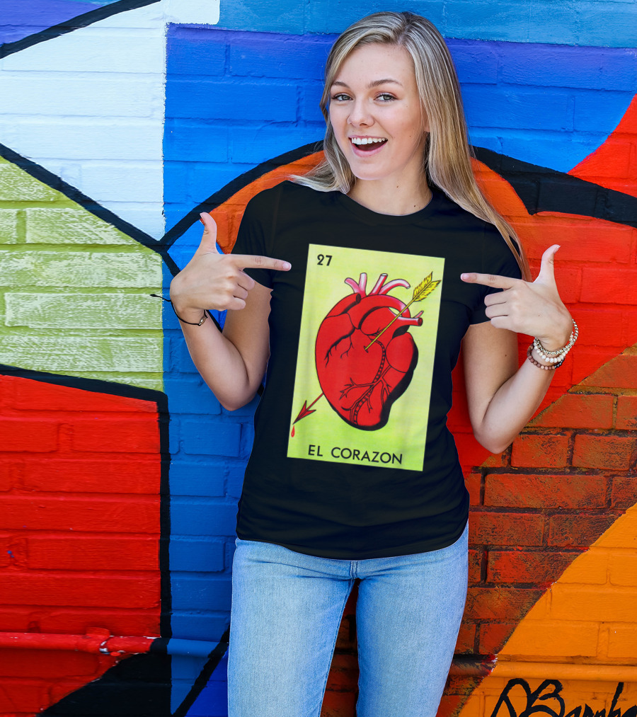 Mexican Loteria Card 27 El Corazon Heart With Arrow T-Shirt