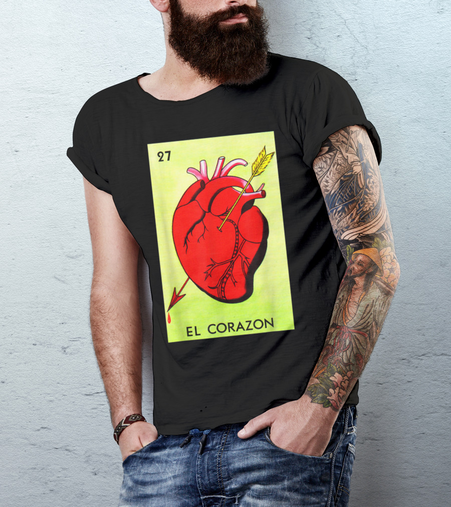 Mexican Loteria Card 27 El Corazon Heart With Arrow T-Shirt