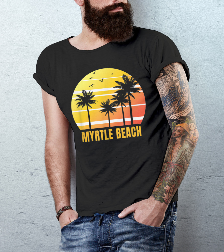 Myrtle Beach South Carolina Palm Trees Sunset Vacation Souvenir T-Shirt