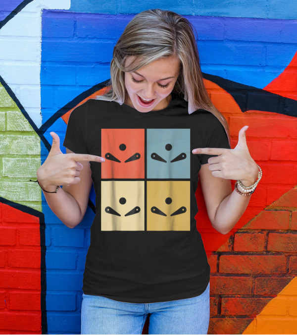 Pinball Colorful Flipper Pop Art Blocks T-Shirt