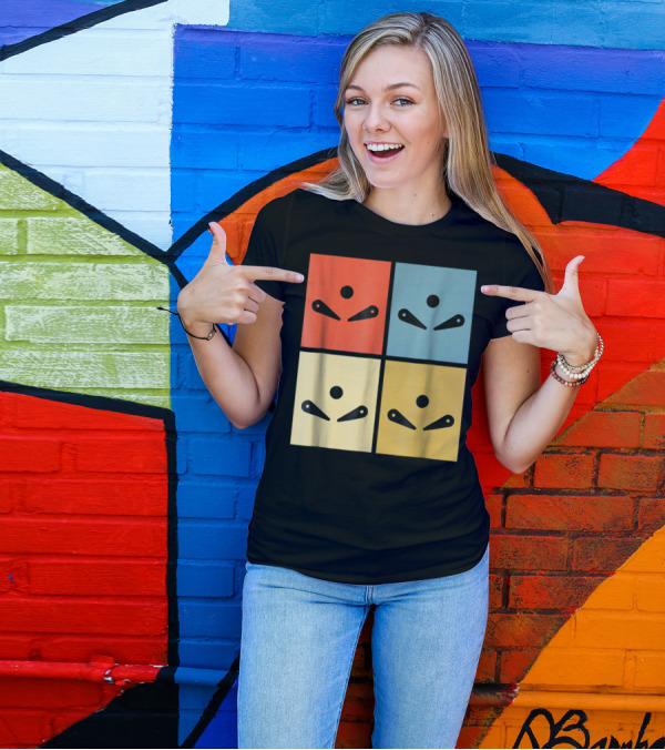 Pinball Colorful Flipper Pop Art Blocks T-Shirt