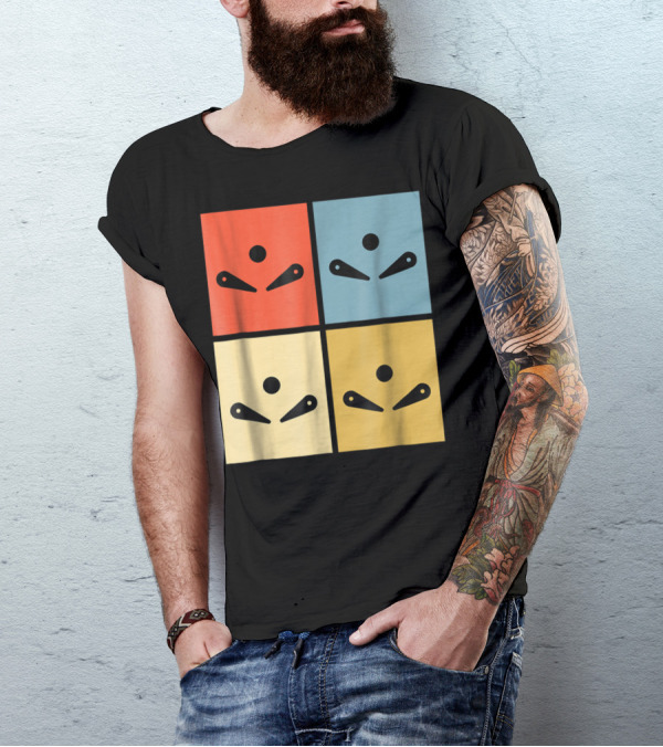 Pinball Colorful Flipper Pop Art Blocks T-Shirt