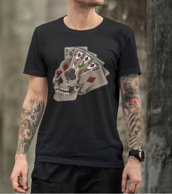 Skull With Poker Cards Casino Theme Party Tank T-Shirt