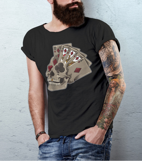 Skull With Poker Cards Casino Theme Party Tank T-Shirt