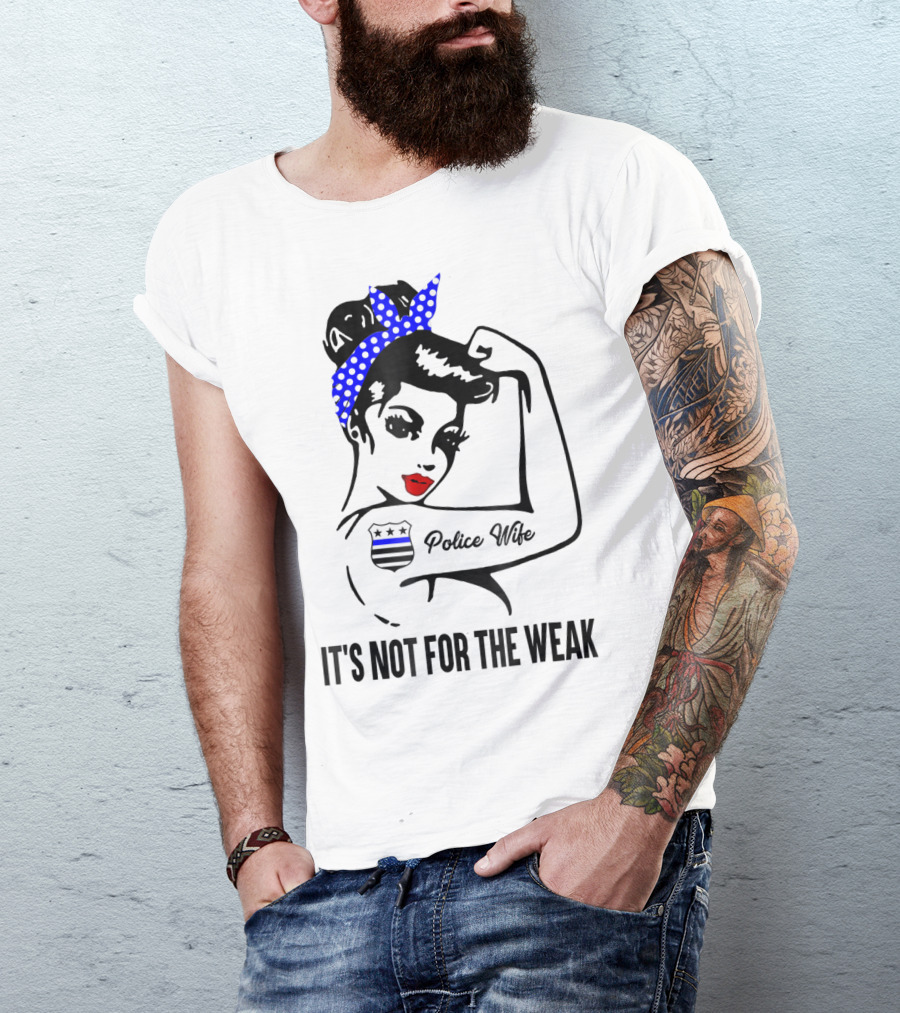 Police Wife Strength Blue Polka Dot Bandana Icon Tattoo T-Shirt