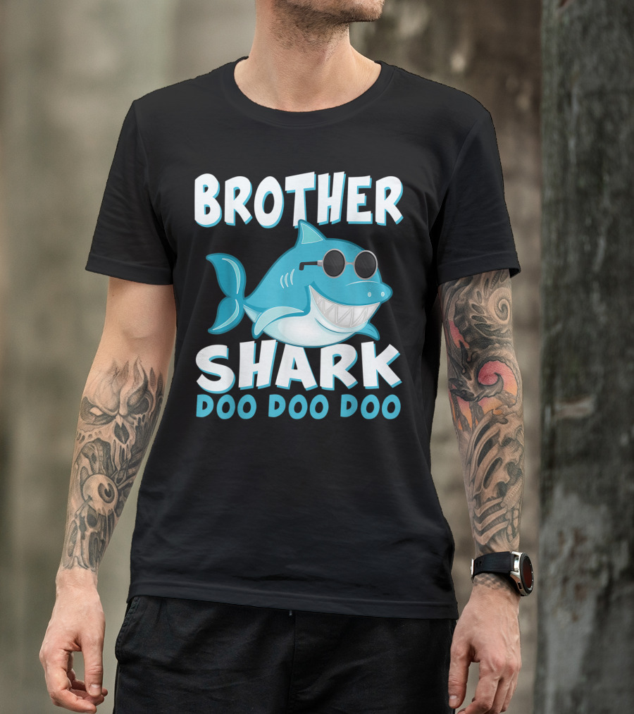Brother Shark Doo Doo Doo Retro Vintage Father's Day T-Shirt