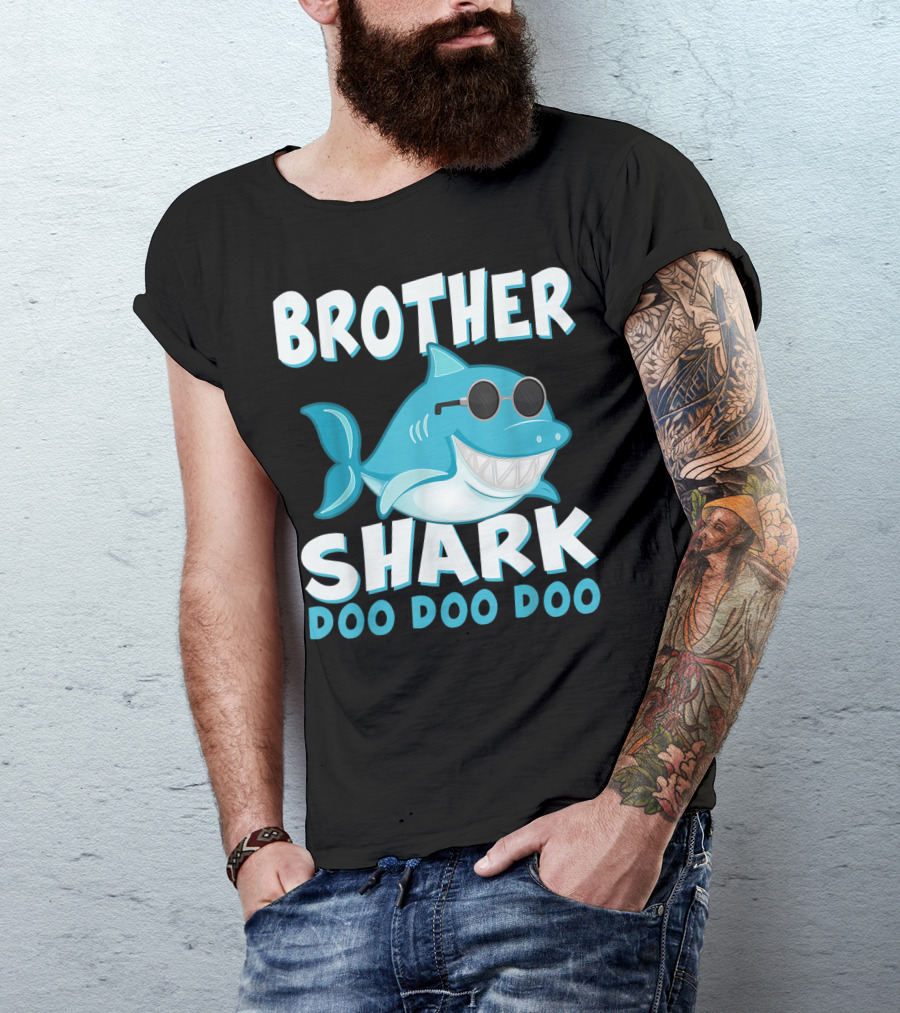 Brother Shark Doo Doo Doo Retro Vintage Father's Day T-Shirt