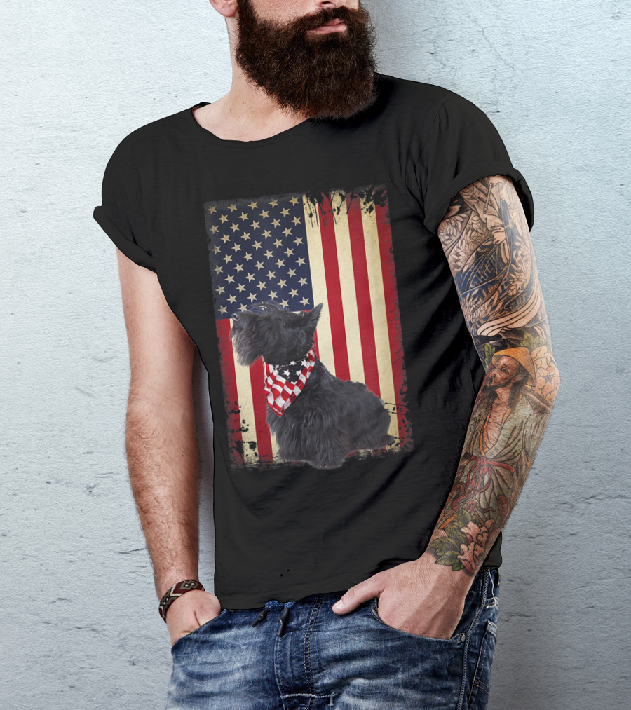 Scottish Terrier American Flag Bandana T-Shirt
