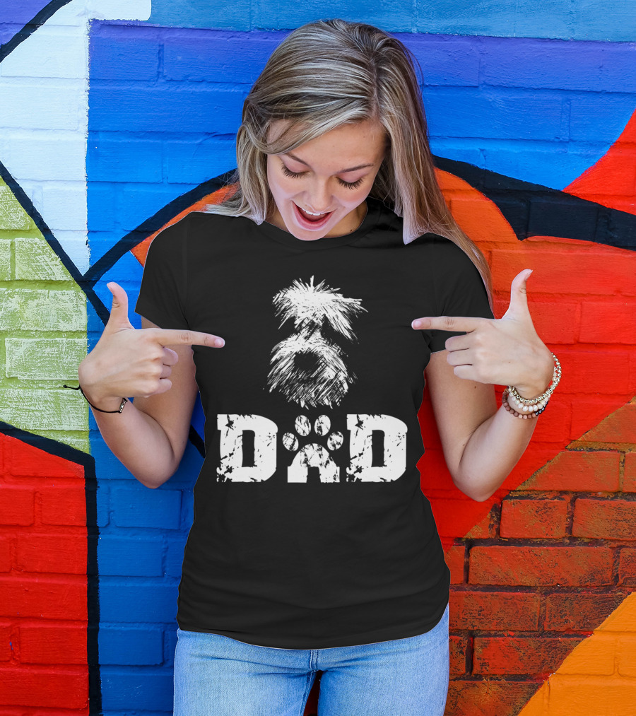 Sheepadoodle Dad Doodle Dog Paw Prints T-Shirt