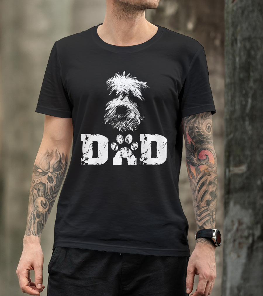 Sheepadoodle Dad Doodle Dog Paw Prints T-Shirt