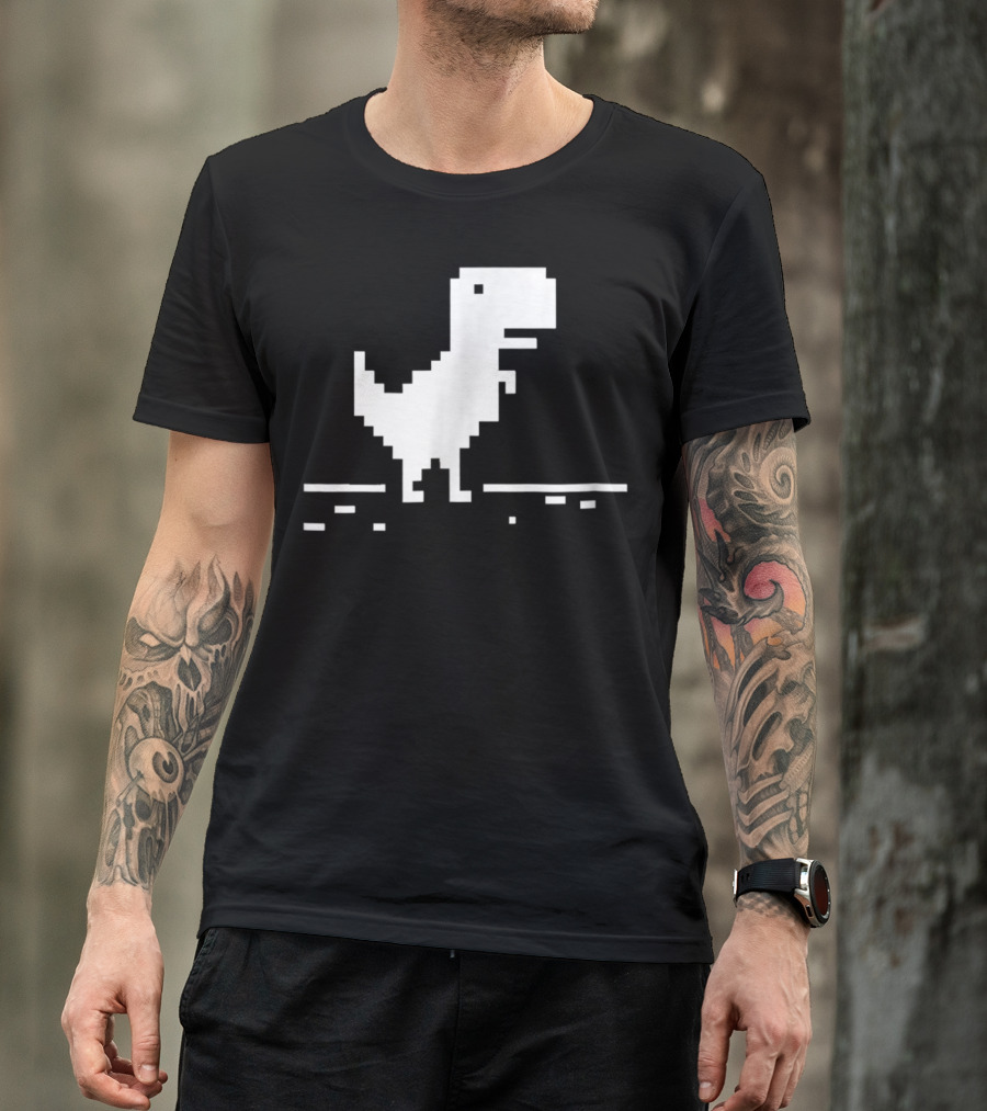 T Rex Pixel Dinosaur No Internet Game T-Shirt