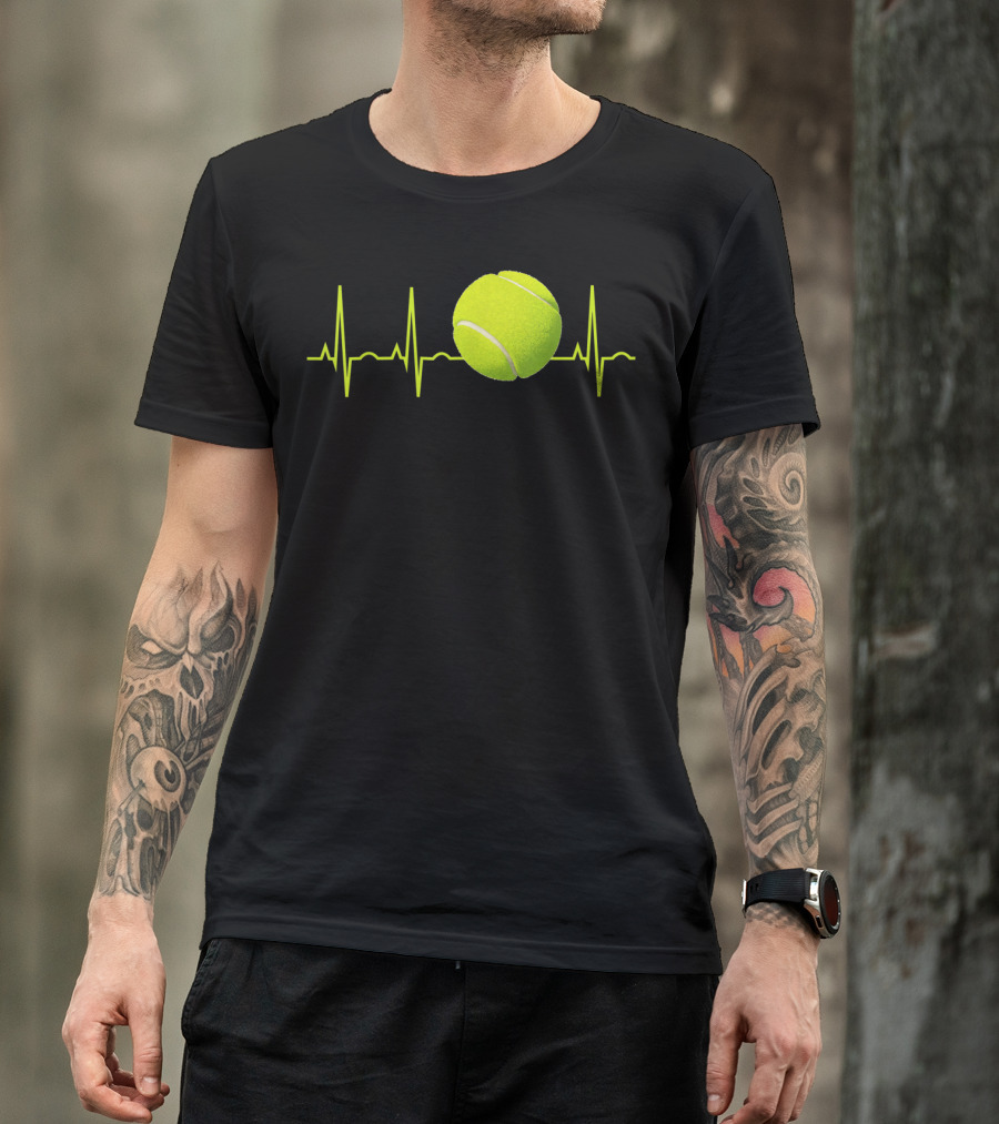 Tennis Lover Heartbeat Tennis Ball T-Shirt