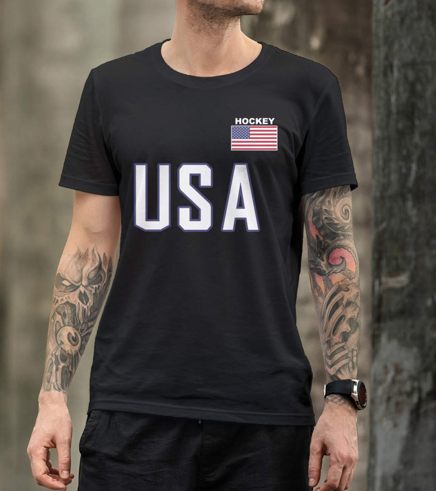 USA Flag Hockey Pocket Equipment Jacket T-Shirt
