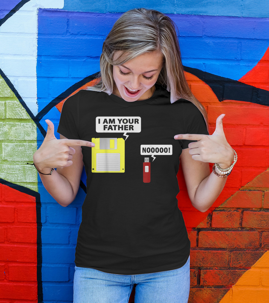 USB Floppy Disk I Am Your Father Nooooo Funny Geek Computer T-Shirt