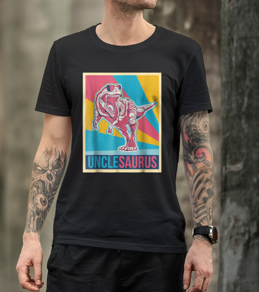 Unclesaurus Retro T-Rex Dinosaur Sunglasses Multicolor T-Shirt