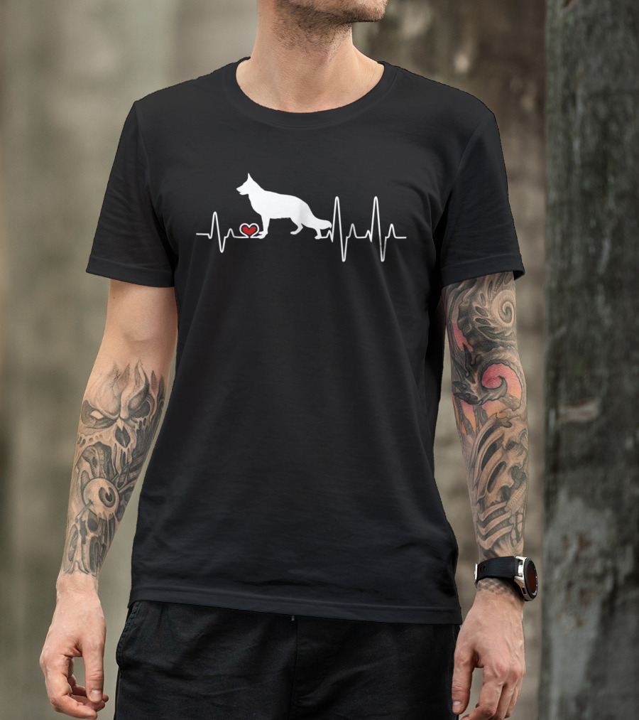German Shepherd Dog Heartbeat Pulse Love Heart T-Shirt