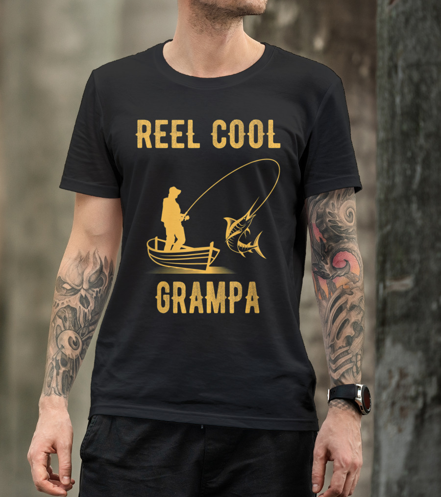 Reel Cool Grampa Fishing Boat And Catching Fish T-Shirt