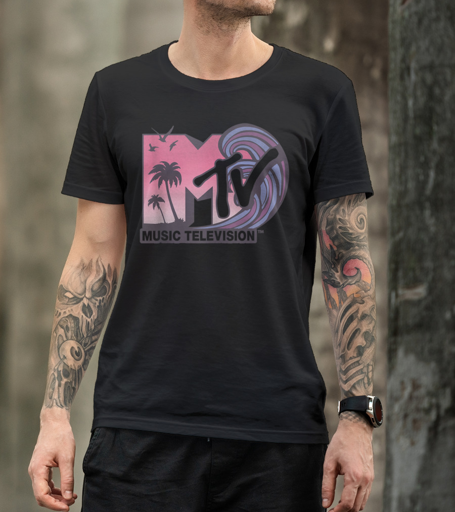 MTV Music Television Palm Trees And Waves T-Shirt