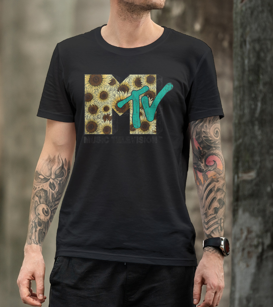 MTV Music Television Distressed Vintage Sunflower T-Shirt