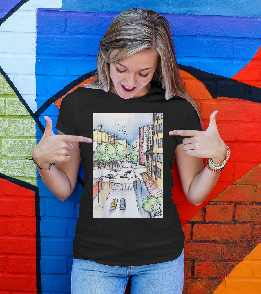 New York City Urban Street View From The Highline With Cars And Buildings T-Shirt
