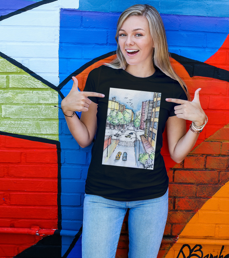 New York City Urban Street View From The Highline With Cars And Buildings T-Shirt
