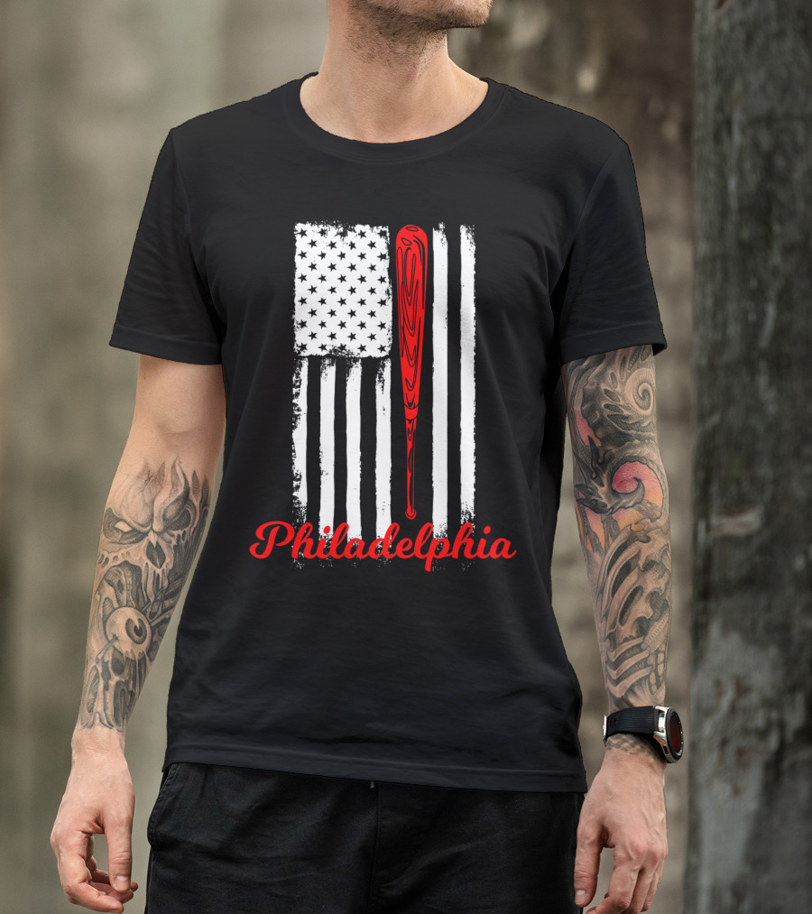 Philadelphia Baseball Flag American Bat T-Shirt