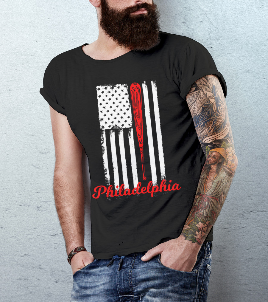 Philadelphia Baseball Flag American Bat T-Shirt