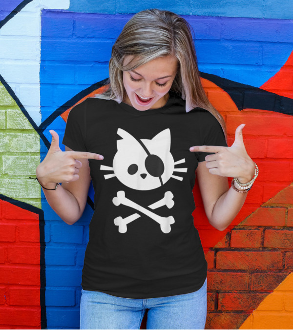 Pirate Cat Skull Crossbones T-Shirt