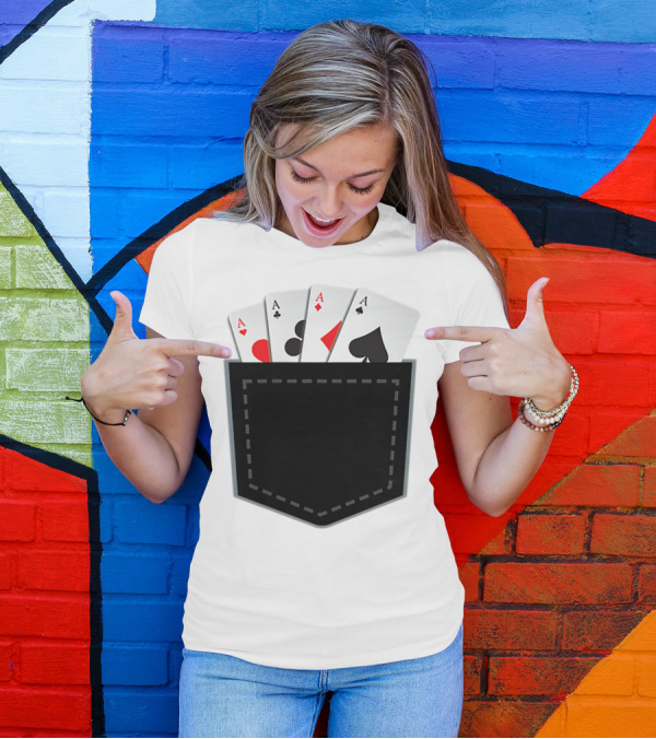 Poker Pocket With Four Aces Cards Gambling T-Shirt