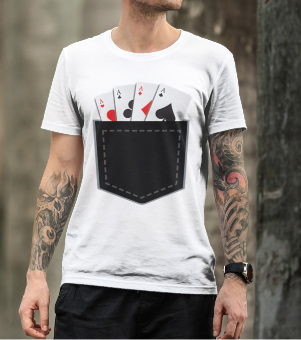 Poker Pocket With Four Aces Cards Gambling T-Shirt