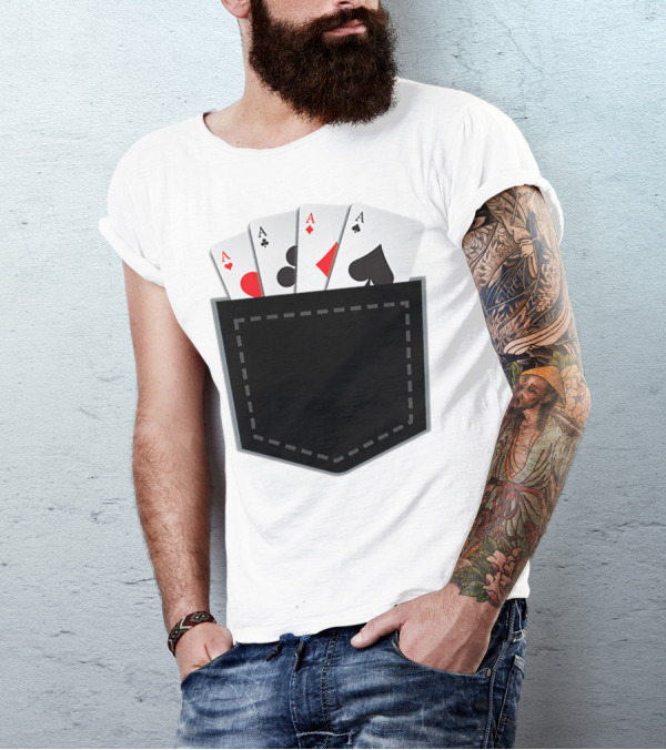Poker Pocket With Four Aces Cards Gambling T-Shirt