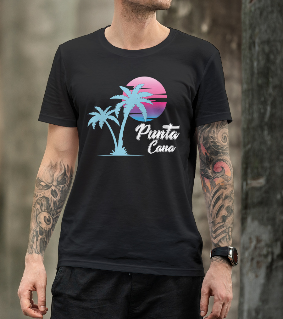 Punta Cana Cool Dainty Beach Lovers Sunset Palm Trees T-Shirt