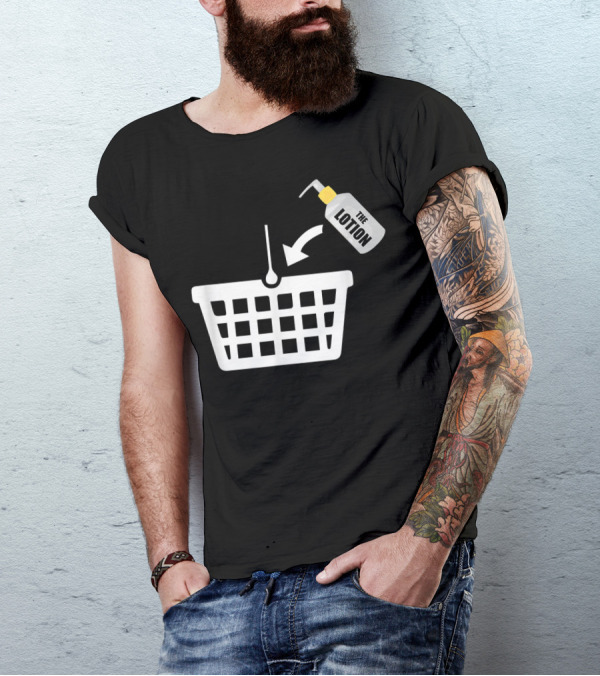 Put The Lotion In The Basket Icon With Pump Bottle And Arrow T-Shirt