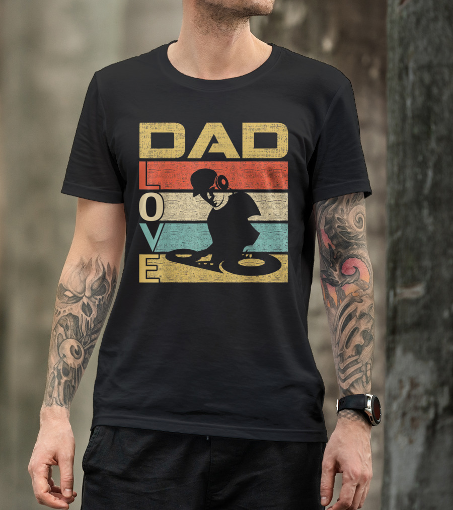Retro Vintage Dad Love DJ Deejay Funny Father's T-Shirt