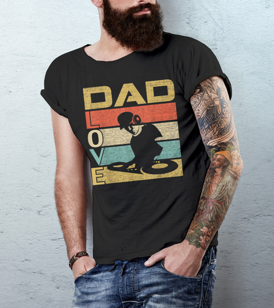 Retro Vintage Dad Love DJ Deejay Funny Father's T-Shirt