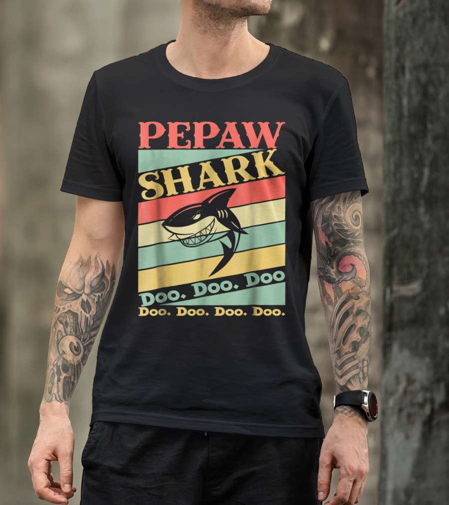 PEPAW SHARK Doo Doo Doo Retro Vintage T-Shirt