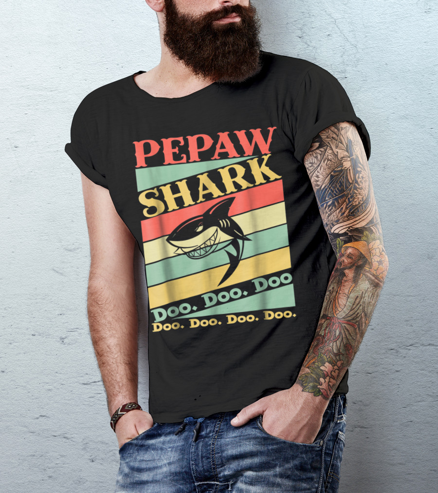 PEPAW SHARK Doo Doo Doo Retro Vintage T-Shirt