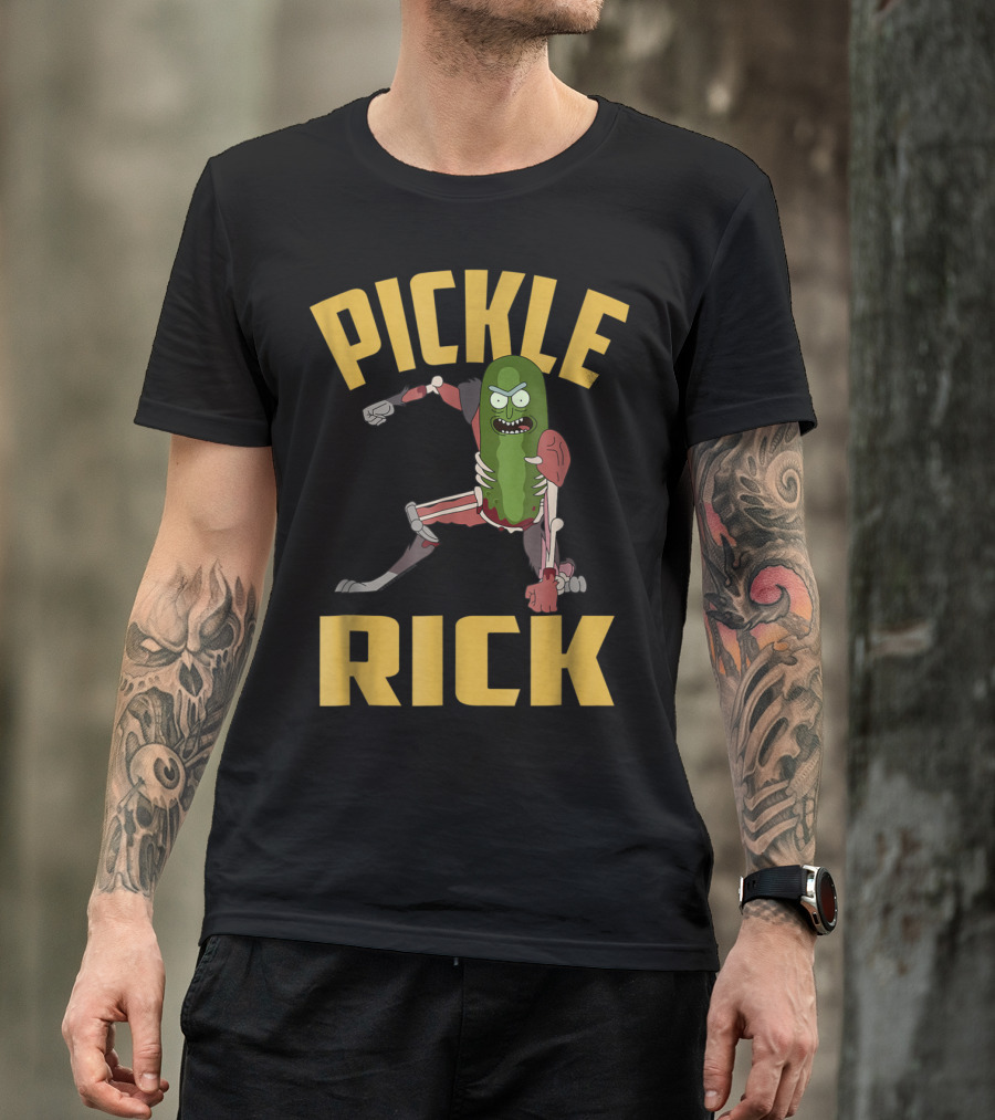 Rick And Morty Pickle Rick Punch Action Pose T-Shirt