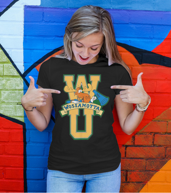Rocky And Bullwinkle Wossamotta U WU Moose Megaphone T-Shirt