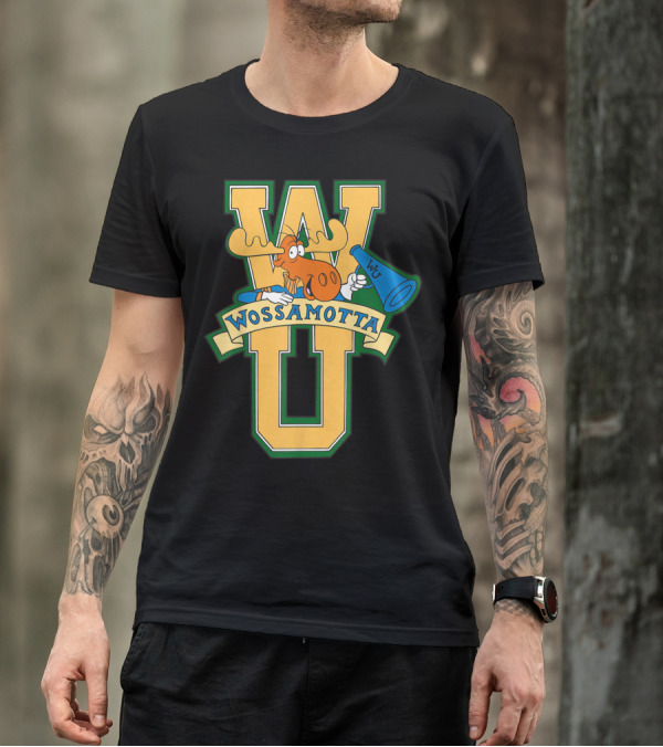 Rocky And Bullwinkle Wossamotta U WU Moose Megaphone T-Shirt