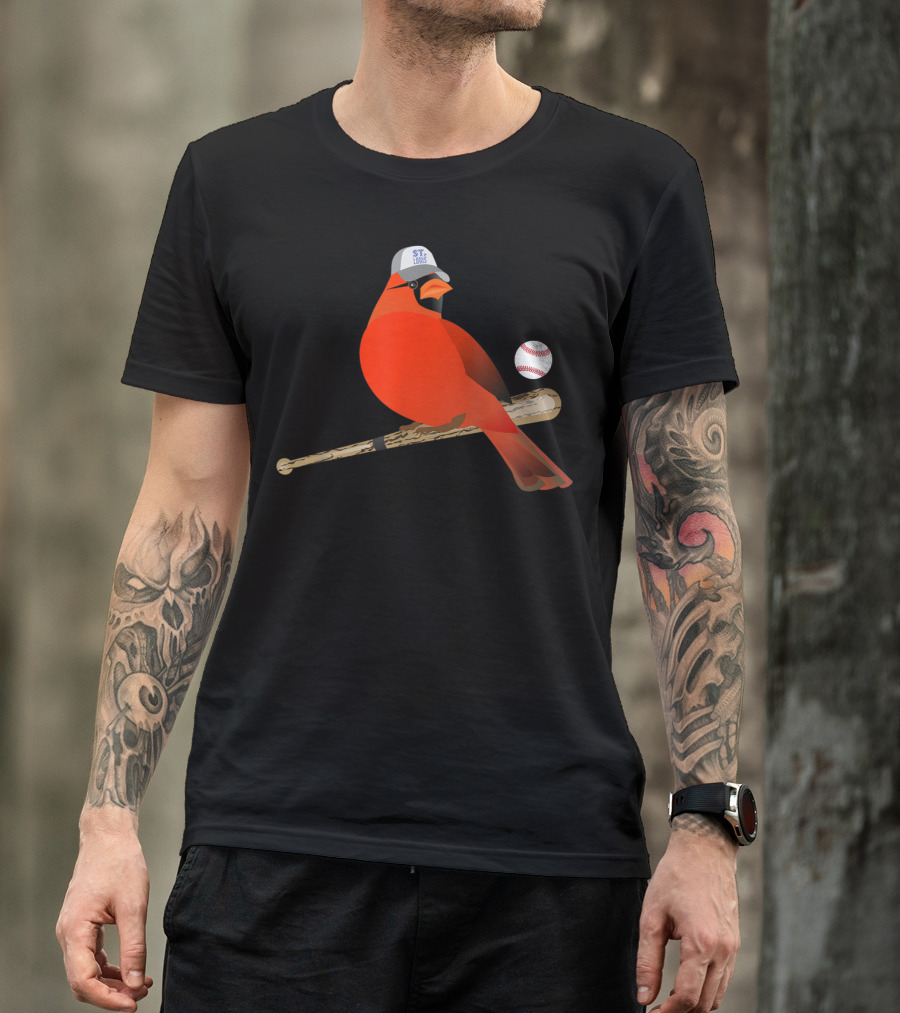 Saint Louis Red Cardinal Baseball Bat And Cap T-Shirt