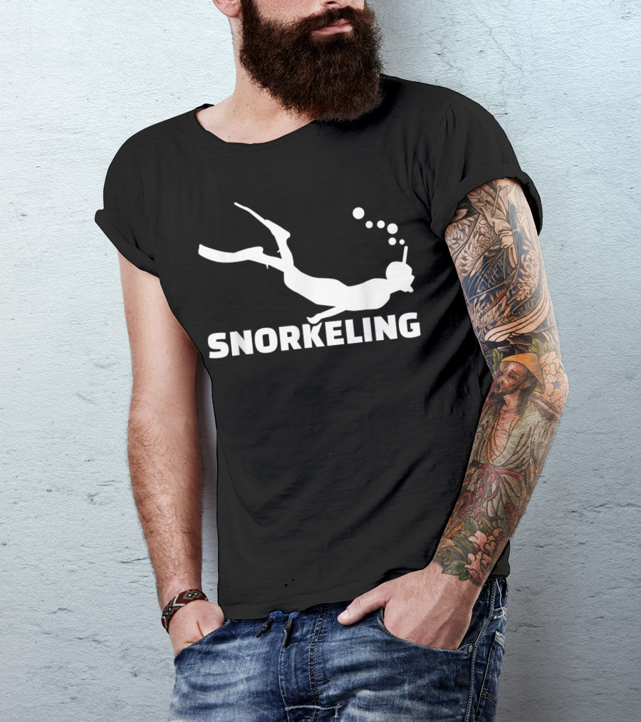 Snorkeling Diver Silhouette With Bubbles T-Shirt