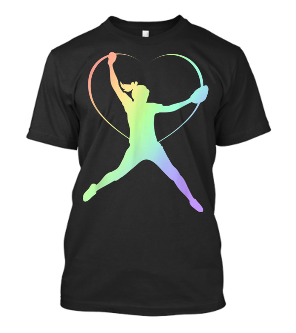 Soft Rainbow Heart Teen Girls Softball Pitcher T-Shirt