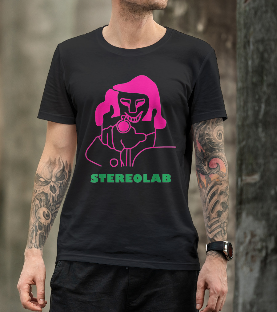 Stereolab Pink Abstract Figure Holding Stopwatch T-Shirt