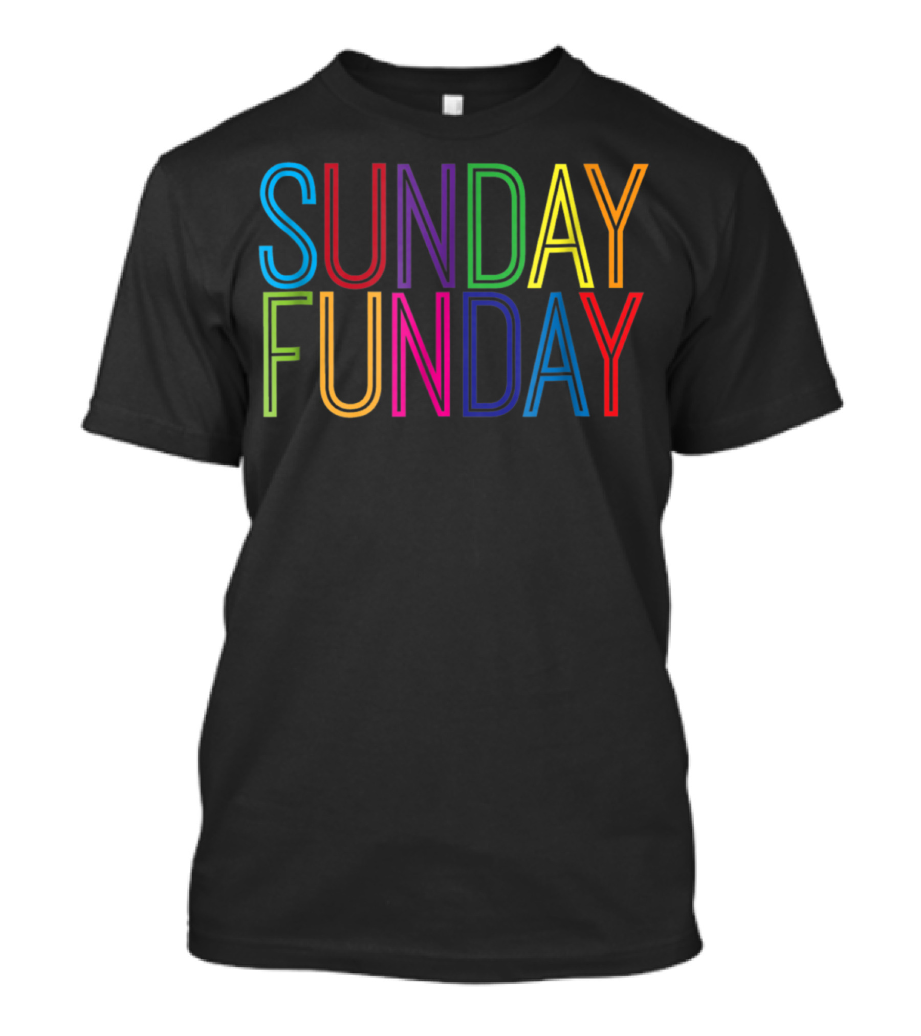 SUNDAY FUNDAY Colorful Letters T-Shirt