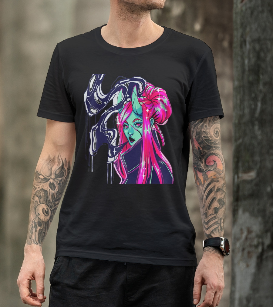 Angel Demon Neon Fantasy Comic T-Shirt