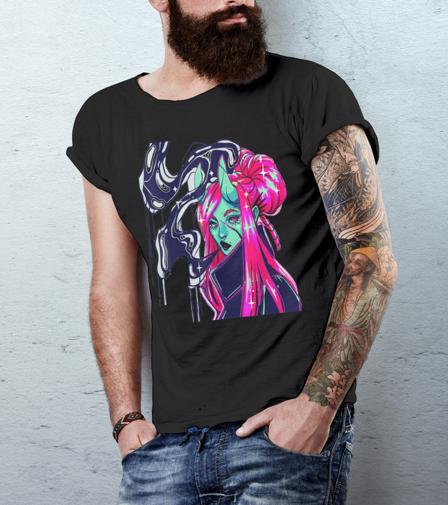 Angel Demon Neon Fantasy Comic T-Shirt