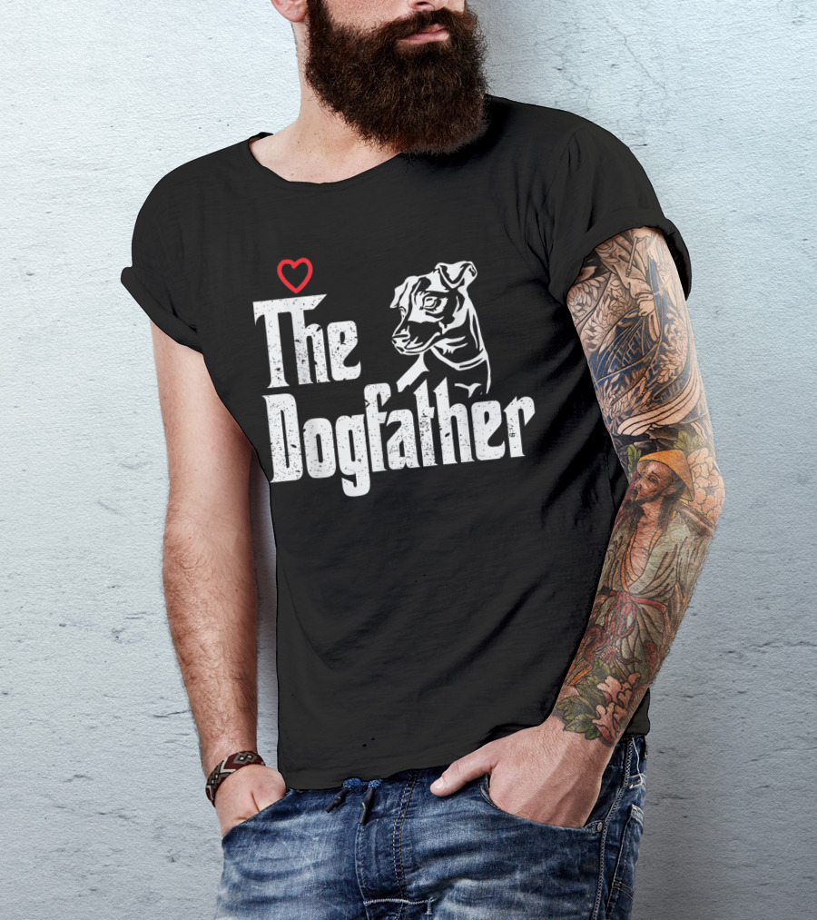 The Dogfather Jack Russell Dog Dad Father With Heart T-Shirt