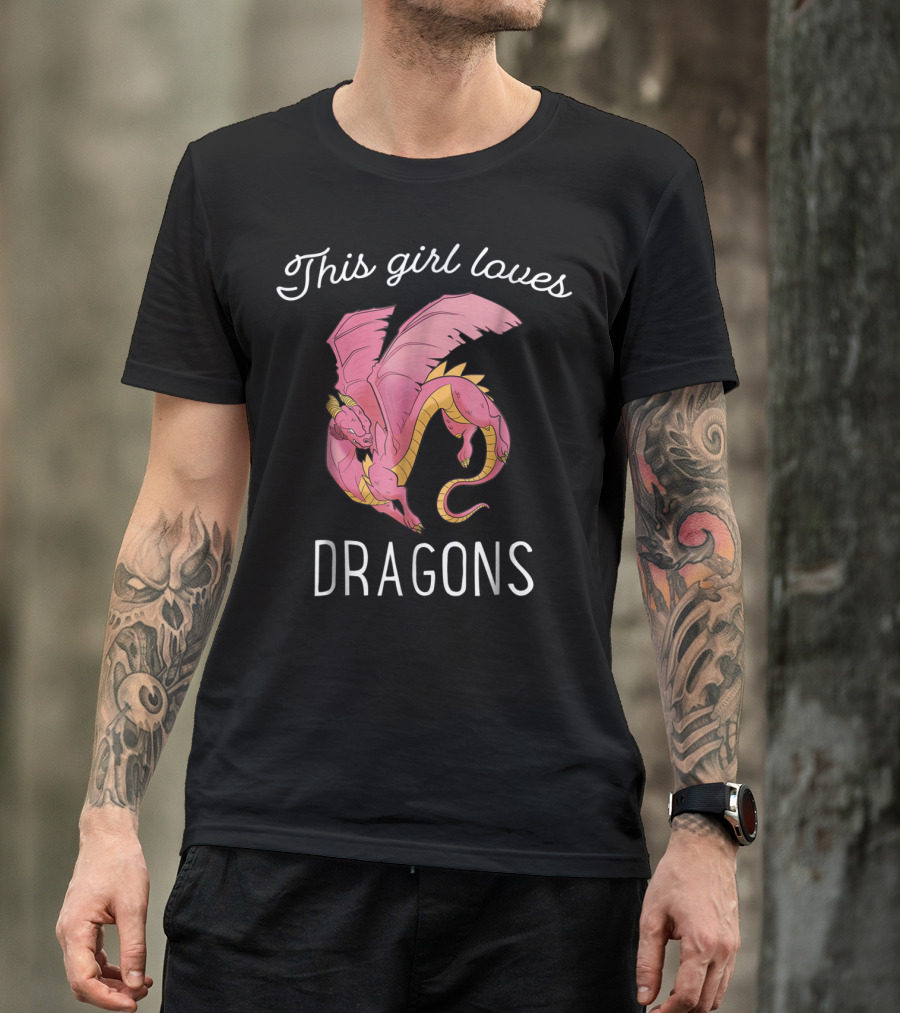 This Girl Loves Dragons Cute Pink Flying Dragon T-Shirt