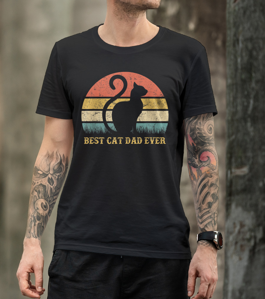 Best Cat Dad Ever Vintage Cat Daddy Father T-Shirt